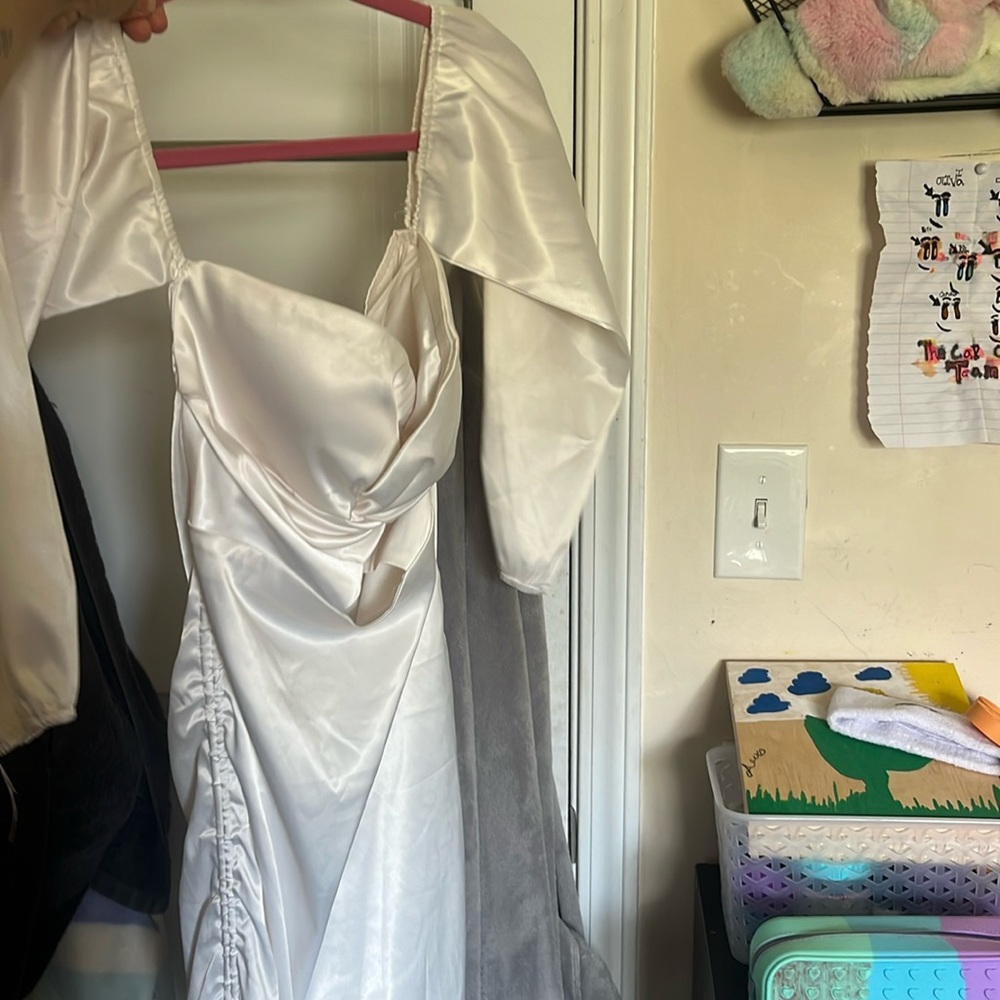 Fashion nova white body con formal dress, size M